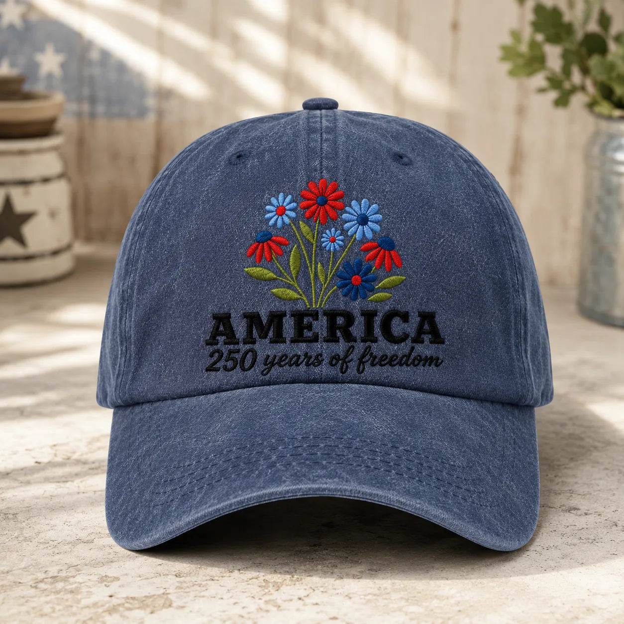 America 250 Years of Freedom Washed Cap - washed cap - front view