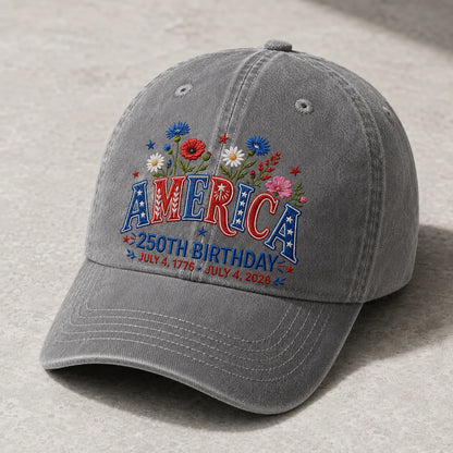 America 250th Birthday Patriotic Washed Cap - washed cap - alternate angle