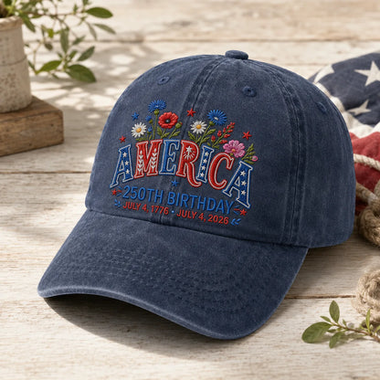 America 250th Birthday Patriotic Washed Cap - washed cap - lifestyle