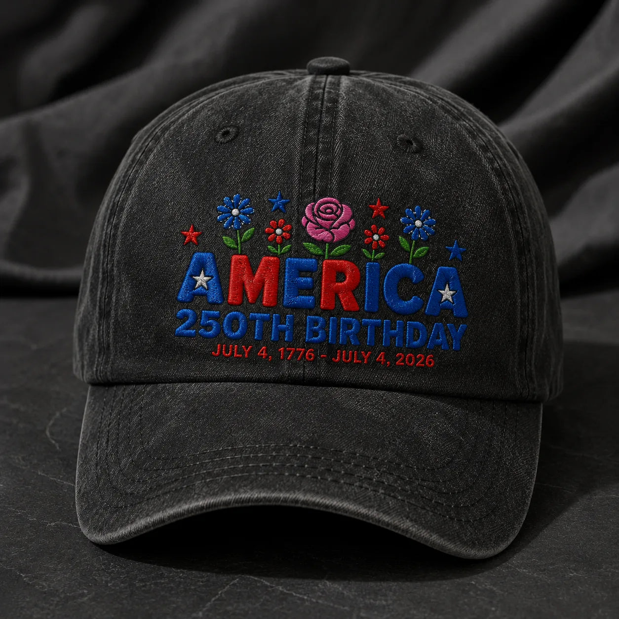 America 250th Birthday Washed Cap - washed cap - in use