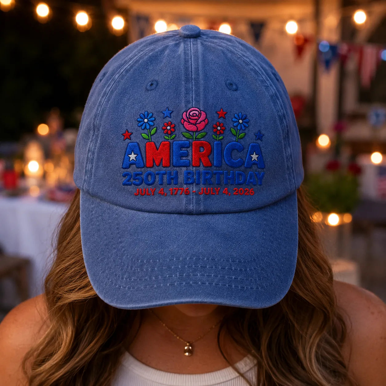 America 250th Birthday Washed Cap - washed cap - side view