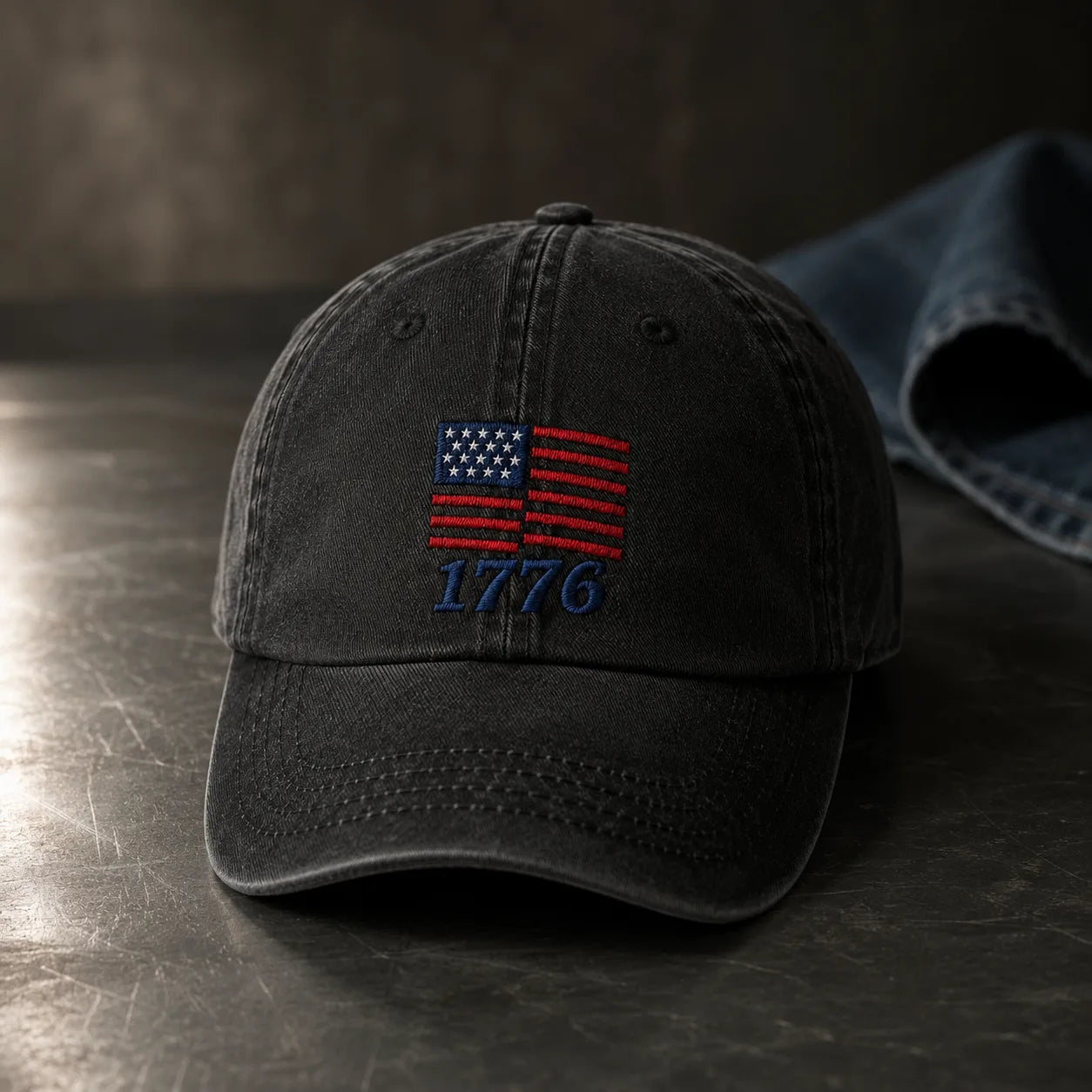 American Flag 1776 Washed Cap - washed cap - detail