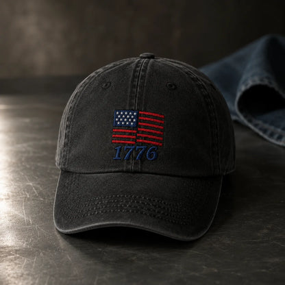 American Flag 1776 Washed Cap - washed cap - detail