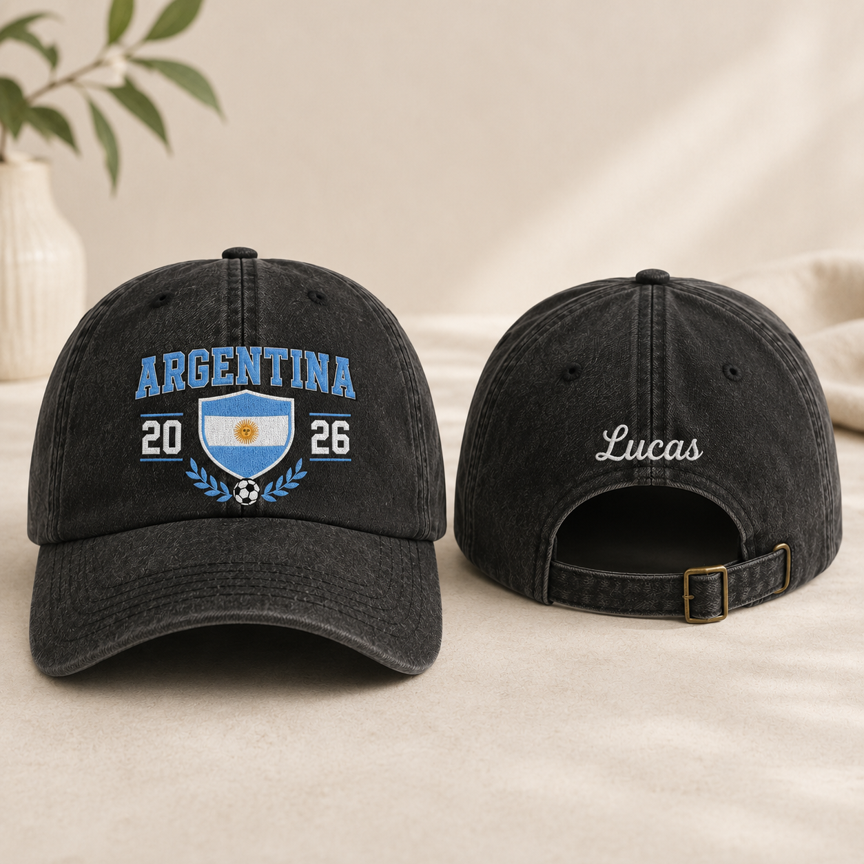 Argentina 2026 Embroidered Washed Cap - Washed Cap - side view