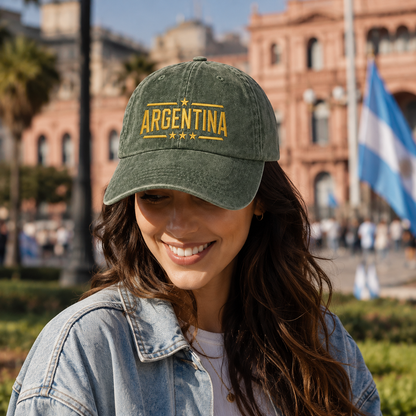 Argentina Embroidered Washed Cap - Washed Cap - alternate angle