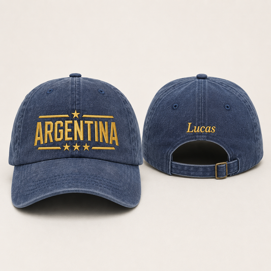 Argentina Embroidered Washed Cap - Washed Cap - front view