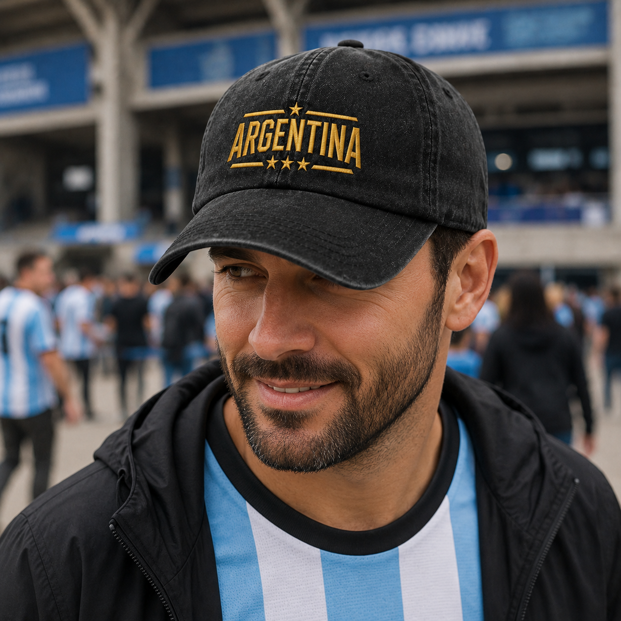 Argentina Embroidered Washed Cap - Washed Cap - side view