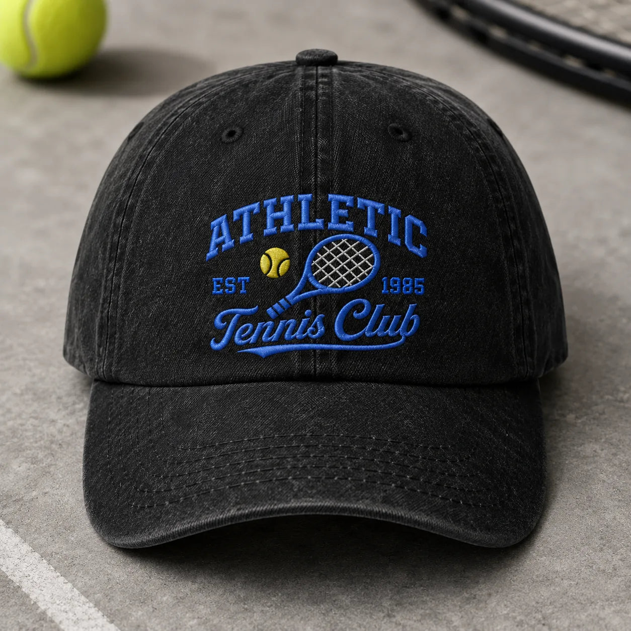 Athletic Tennis Club Washed Cap | Custom Year Personalized - washed cap - side view