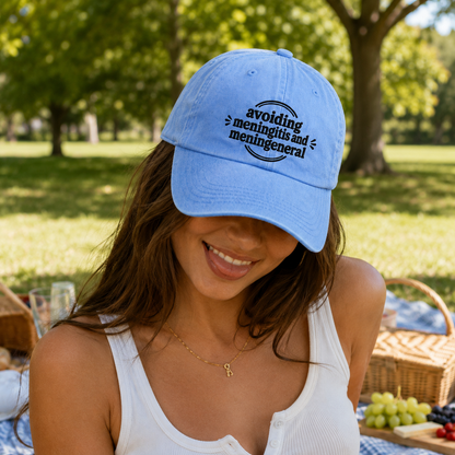 Avoiding Meningitis Embroidered Washed Cap - Washed Cap - detail