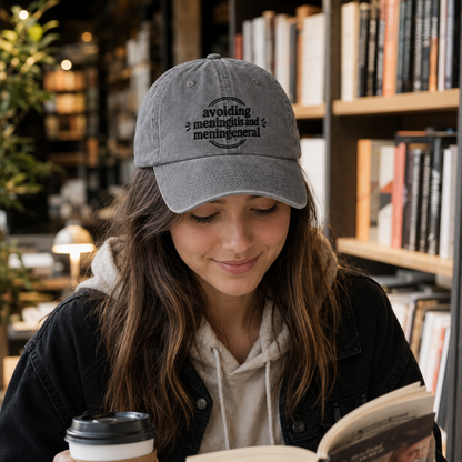 Avoiding Meningitis Embroidered Washed Cap - Washed Cap - lifestyle