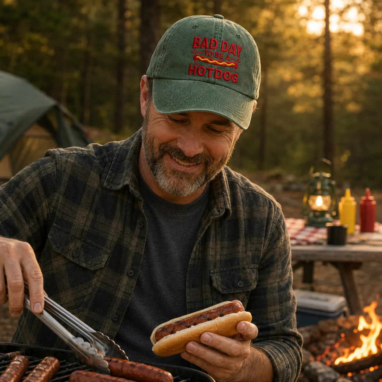 Bad Day To Be A Hotdog Baseball Washed Cap - washed cap - detail