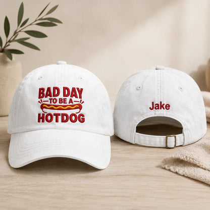 Bad Day To Be A Hotdog Baseball Washed Cap - washed cap - front view