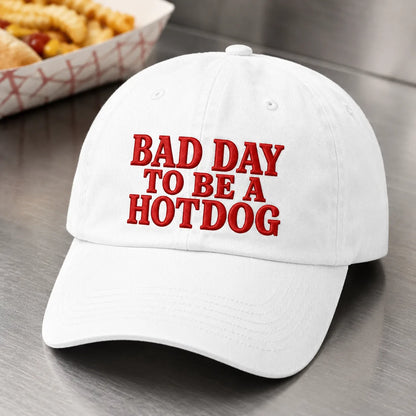 Bad Day to Be a Hotdog Washed Cap - washed cap - detail