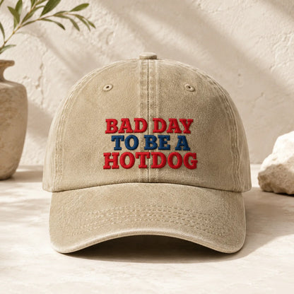 Bad Day To Be A Hotdog Washed Cap - washed cap - front view