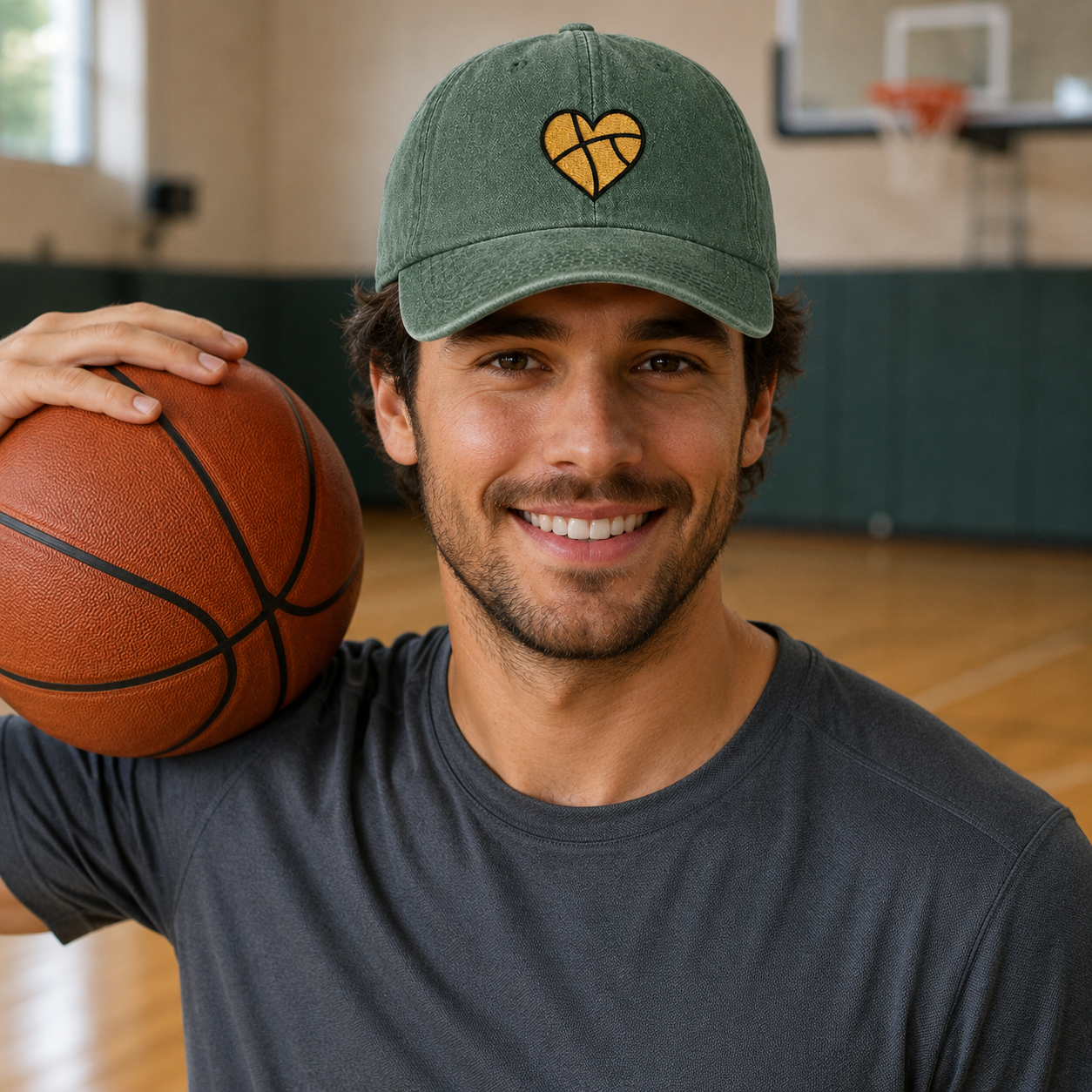 Basketball Heart Washed Cap - Washed Cap - alternate angle