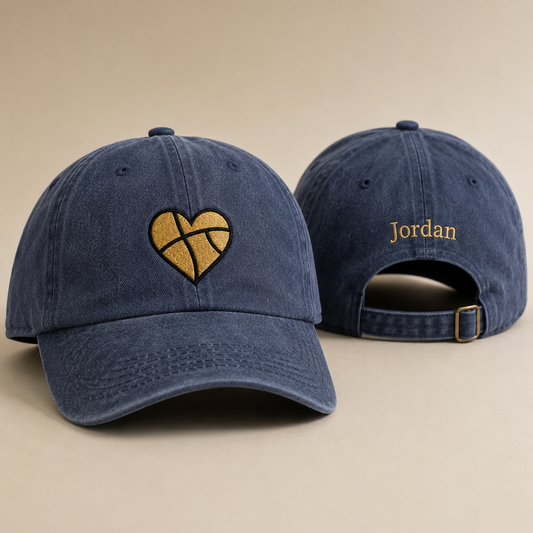 Basketball Heart Washed Cap - Washed Cap - front view