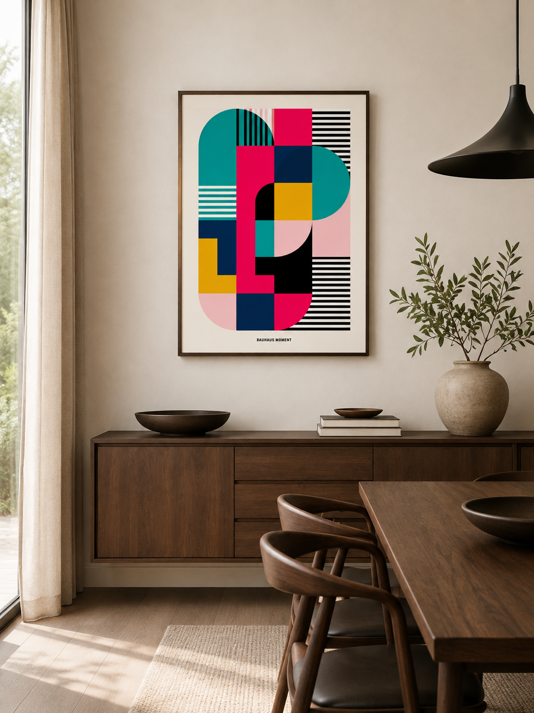 Bauhaus Geométrico Póster - Wall Art Decor - alternate angle - bauhaus geometric wall art, teal pink art print
