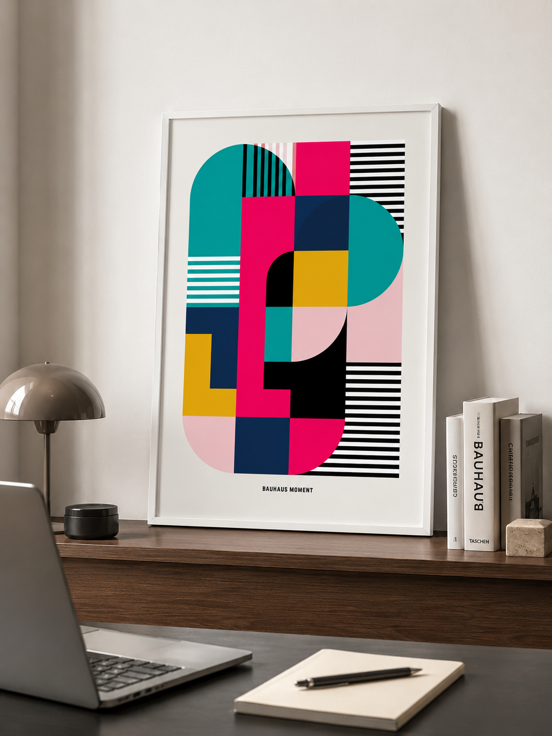 Bauhaus Geométrico Póster - Wall Art Decor - packaging - bauhaus geometric wall art, teal pink art print
