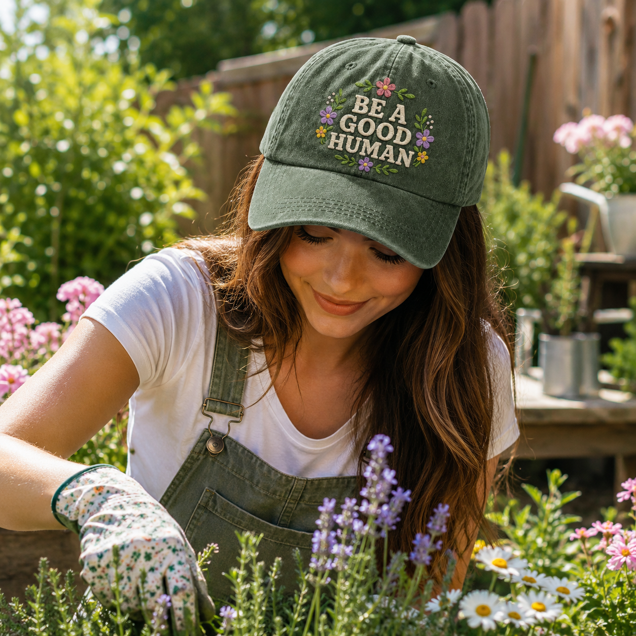 Be A Good Human Embroidered Washed Cap - Washed Cap - lifestyle