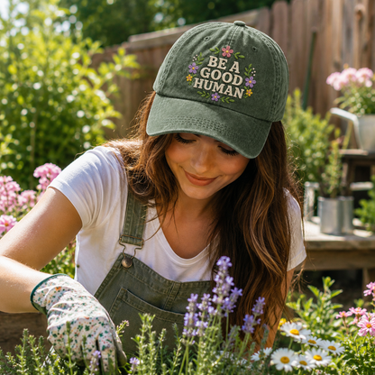 Be A Good Human Embroidered Washed Cap - Washed Cap - lifestyle