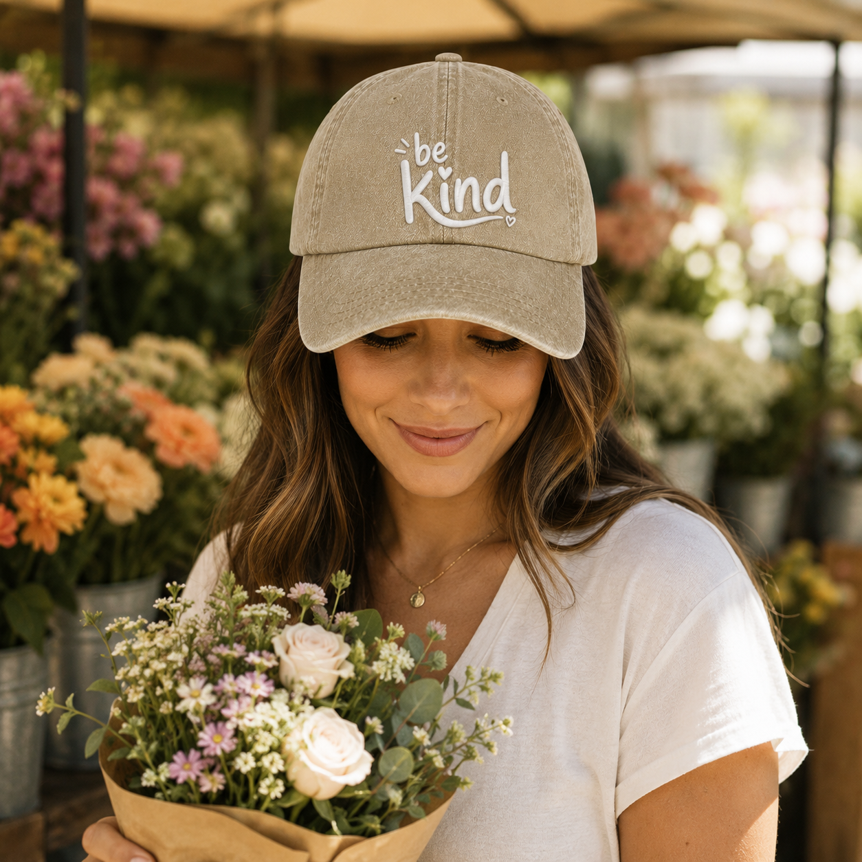 Be Kind Washed Cap - Washed Cap - side view