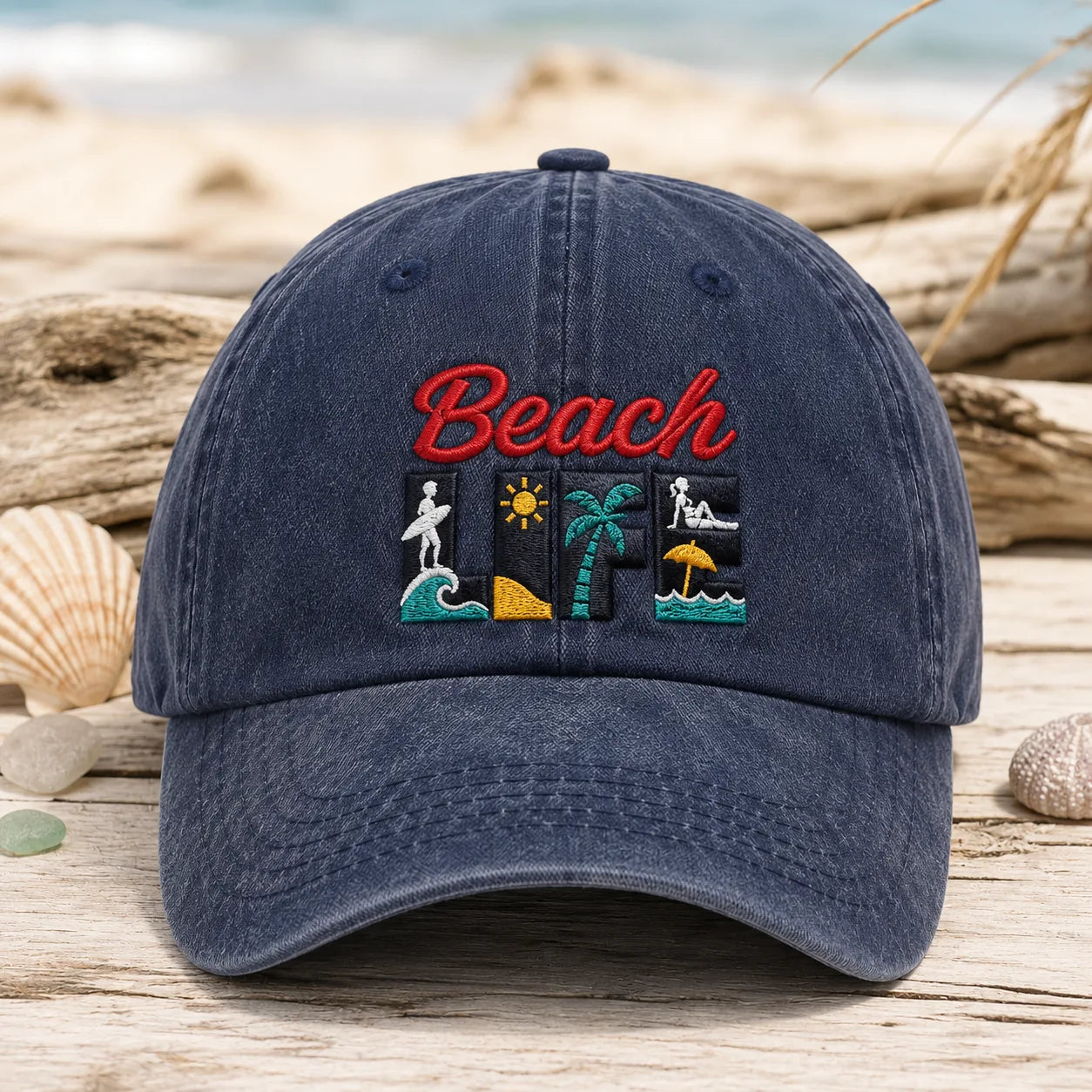 Beach Life Washed Cap - washed cap - side view