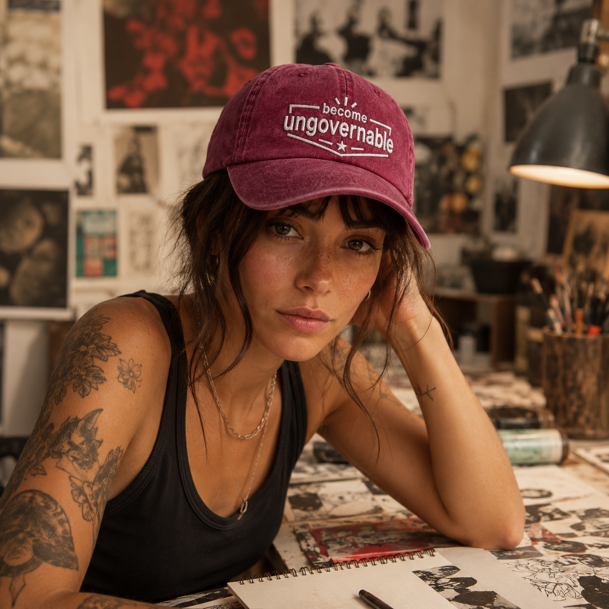 Become Ungovernable Embroidered Washed Cap - Washed Cap - alternate angle