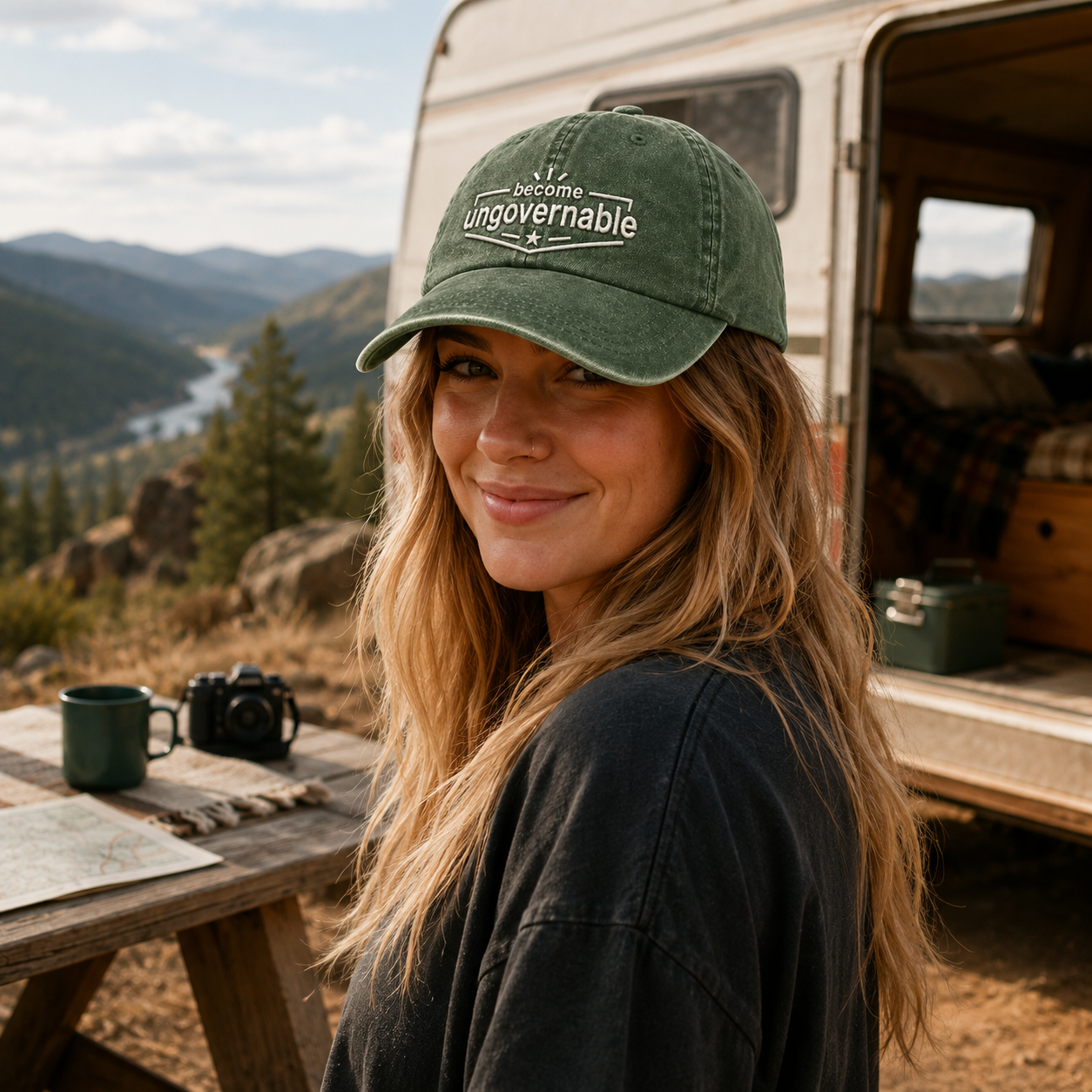 Become Ungovernable Embroidered Washed Cap - Washed Cap - detail