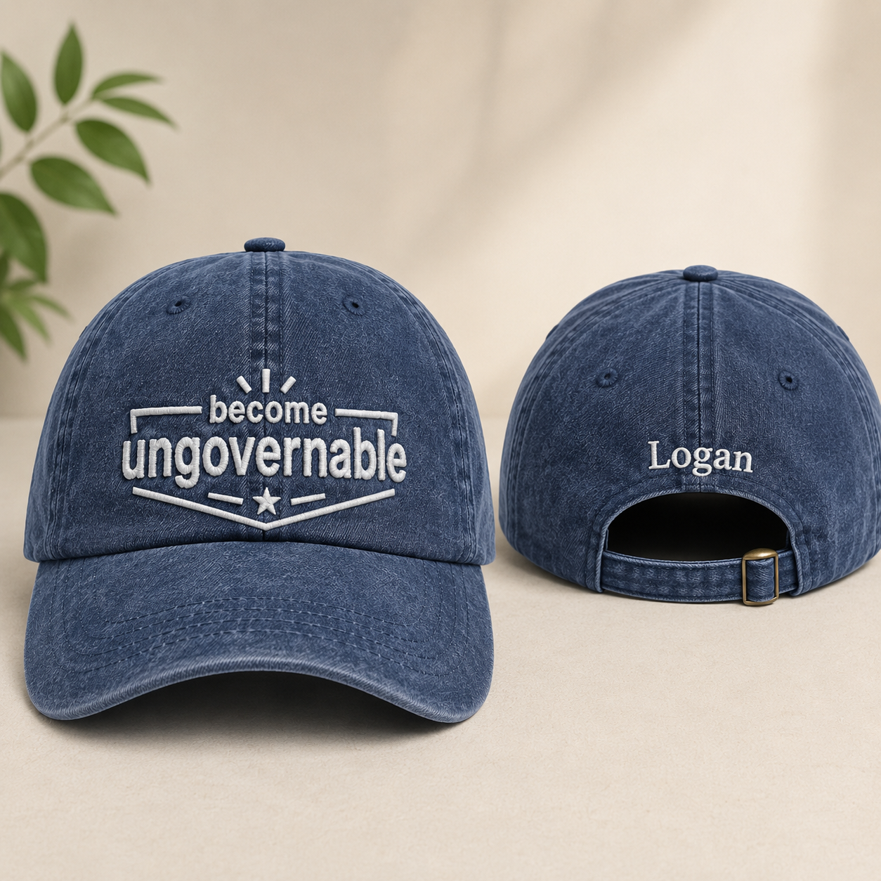 Become Ungovernable Embroidered Washed Cap - Washed Cap - front view
