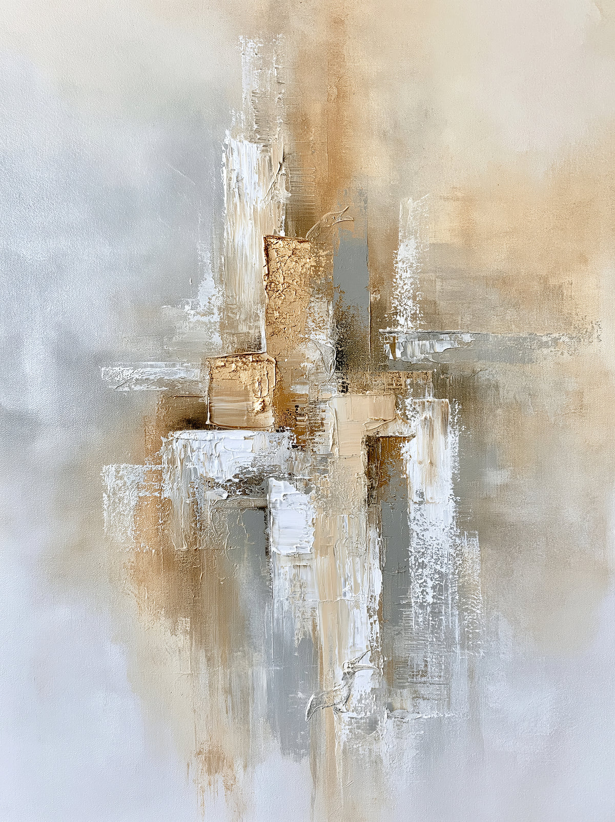 Beige Abstract Wall Art - Wall Art Decor - front view - beige abstract wall art, neutral abstract art