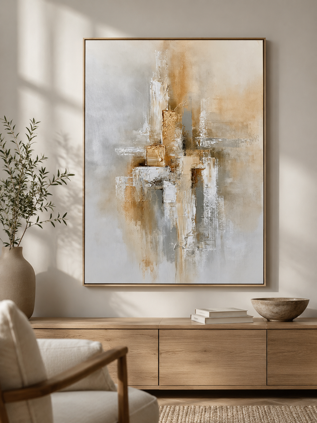 Beige Abstract Wall Art - Wall Art Decor - detail view - beige abstract wall art, neutral abstract art