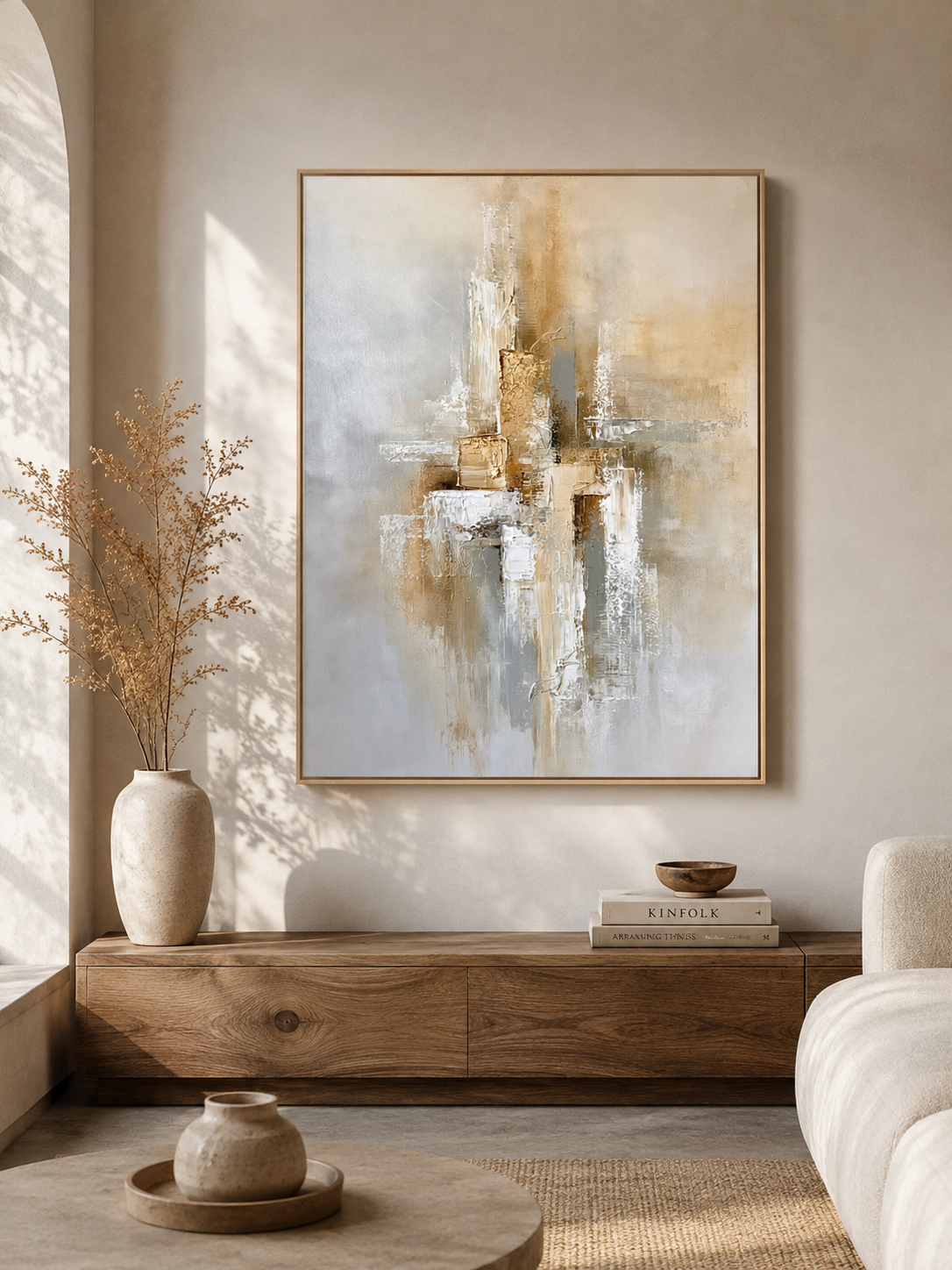 Beige Abstract Wall Art - Wall Art Decor - close-up - beige abstract wall art, neutral abstract art