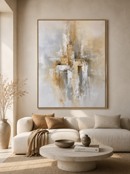 Beige Abstract Wall Art - Wall Art Decor - front view - beige abstract wall art, neutral abstract art