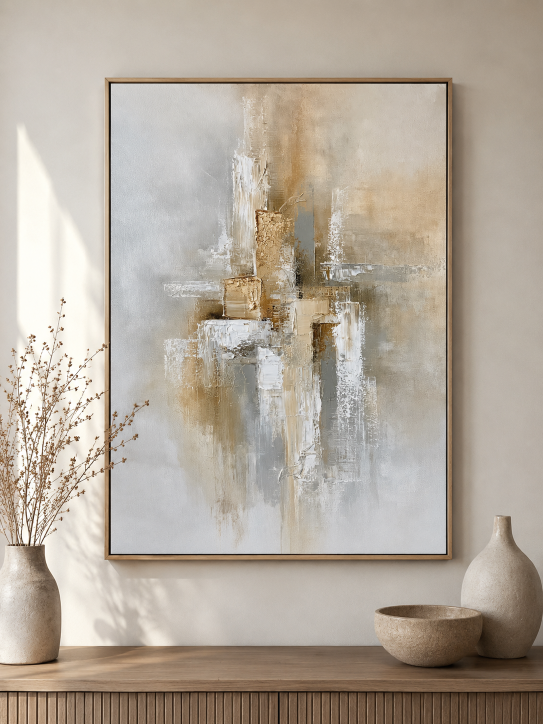 Beige Abstract Wall Art - Wall Art Decor - detail view - beige abstract wall art, neutral abstract art