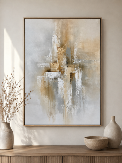 Beige Abstract Wall Art - Wall Art Decor - detail view - beige abstract wall art, neutral abstract art