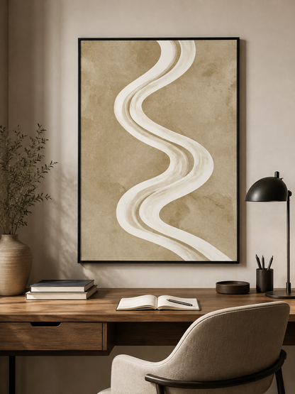 Beige Minimalist Wall Art - Wall Art Decor - close-up - beige minimalist wall art, neutral abstract art print