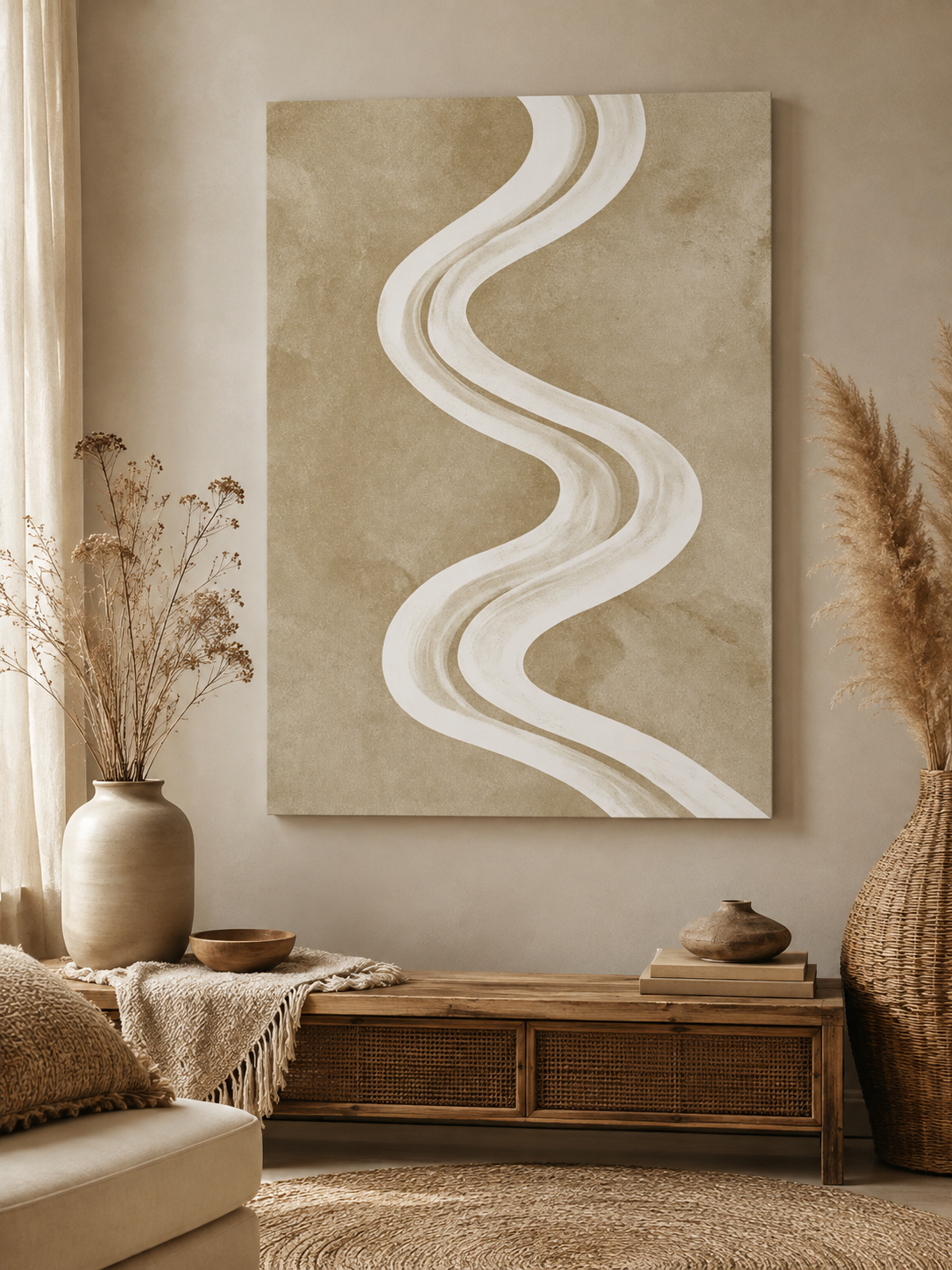 Beige Minimalist Wall Art - Wall Art Decor - alternate angle - beige minimalist wall art, neutral abstract art print