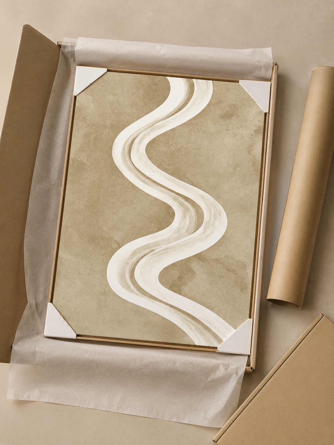 Beige Minimalist Wall Art - Wall Art Decor - detail view - beige minimalist wall art, neutral abstract art print