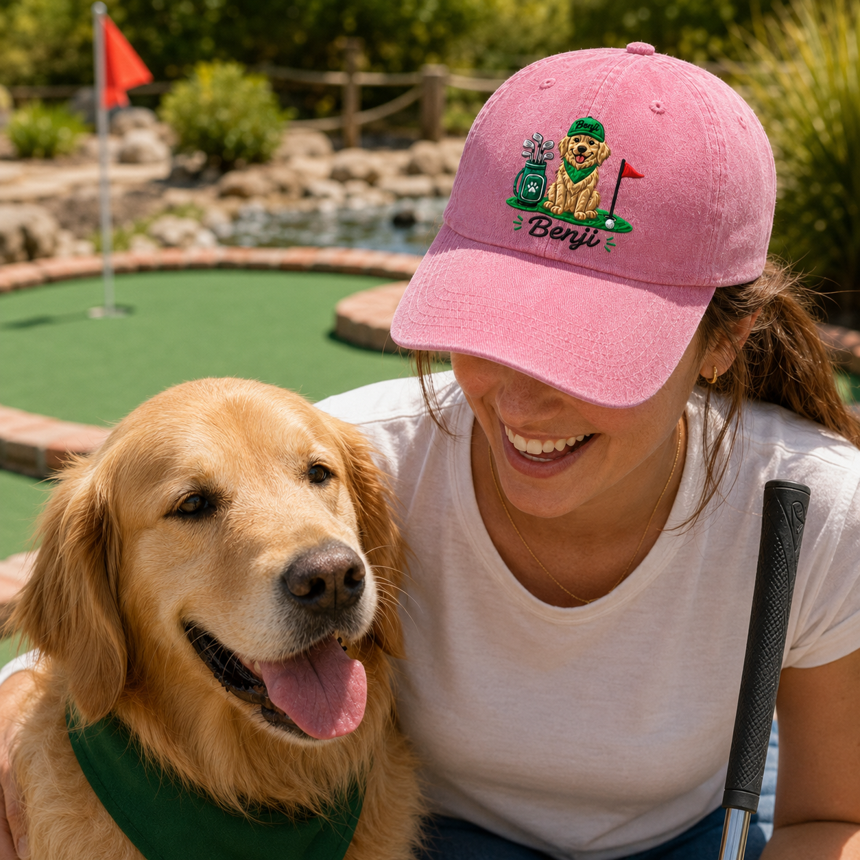 Benji Golf Dog Embroidered Washed Cap - Washed Cap - alternate angle
