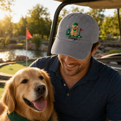 Benji Golf Dog Embroidered Washed Cap - Washed Cap - detail