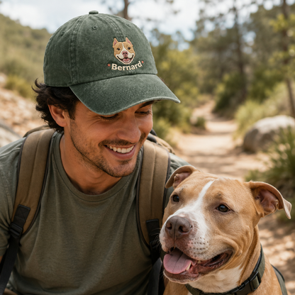 Bernard Dog Embroidered Washed Cap - Washed Cap - alternate angle