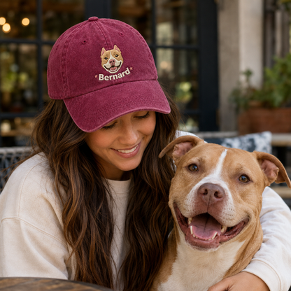Bernard Dog Embroidered Washed Cap - Washed Cap - detail