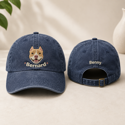 Bernard Dog Embroidered Washed Cap - Washed Cap - front view