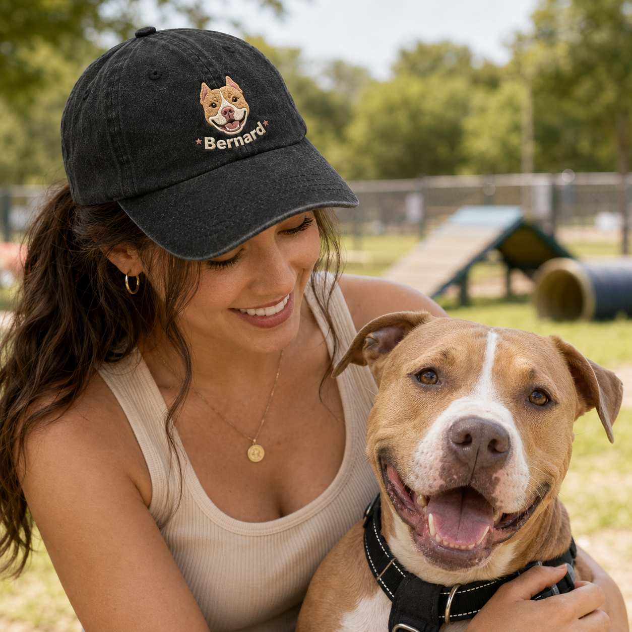 Bernard Dog Embroidered Washed Cap - Washed Cap - side view