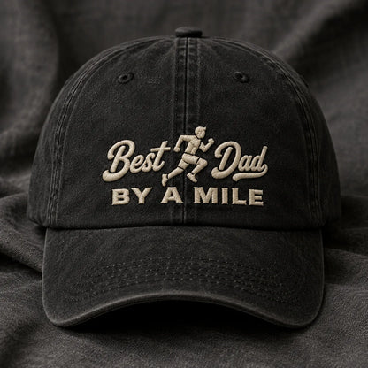 Best Dad By A Mile Washed Cap - washed cap - front view