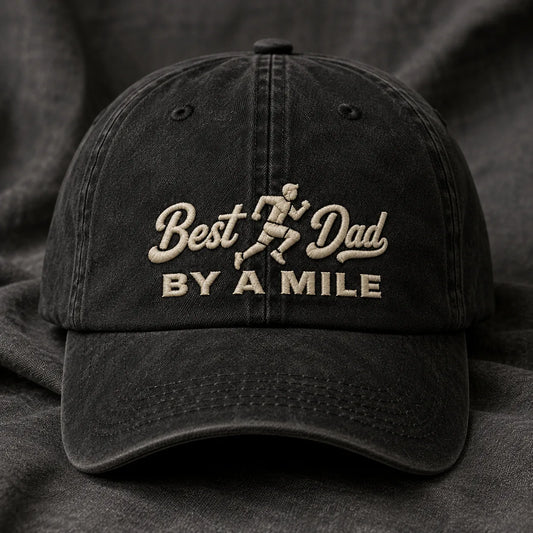 Best Dad By A Mile Washed Cap - washed cap - front view