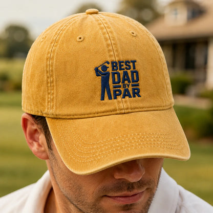 Best Dad By Par Adjustable Washed Cap - washed cap - detail