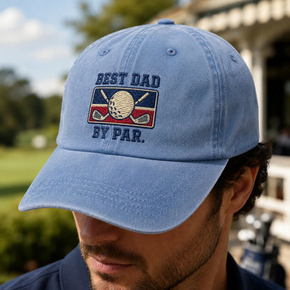 Best Dad By Par Baseball Washed Cap - washed cap - front view
