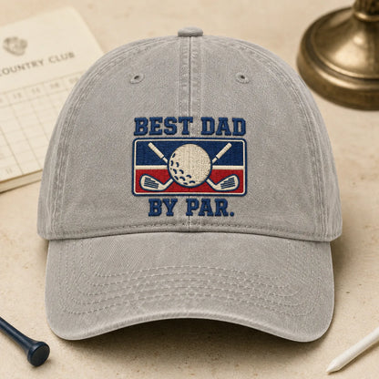 Best Dad By Par Baseball Washed Cap - washed cap - side view