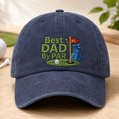 Best Dad By Par Birdie Washed Cap - washed cap - front view